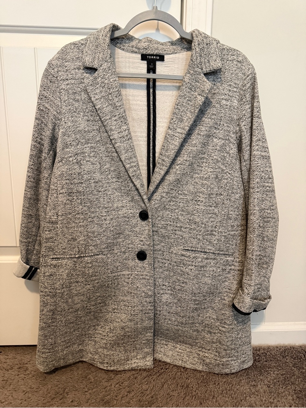 torrid Gray Open-Front Knit Blazer